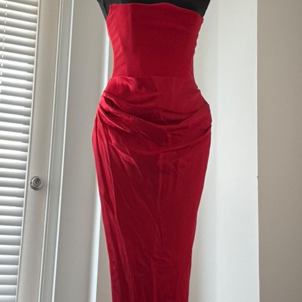 HOUSE OF CB PERSEPHONE RED CORSET MAXI DRESS SIZE XS REG CUP - Picture 5 of 7